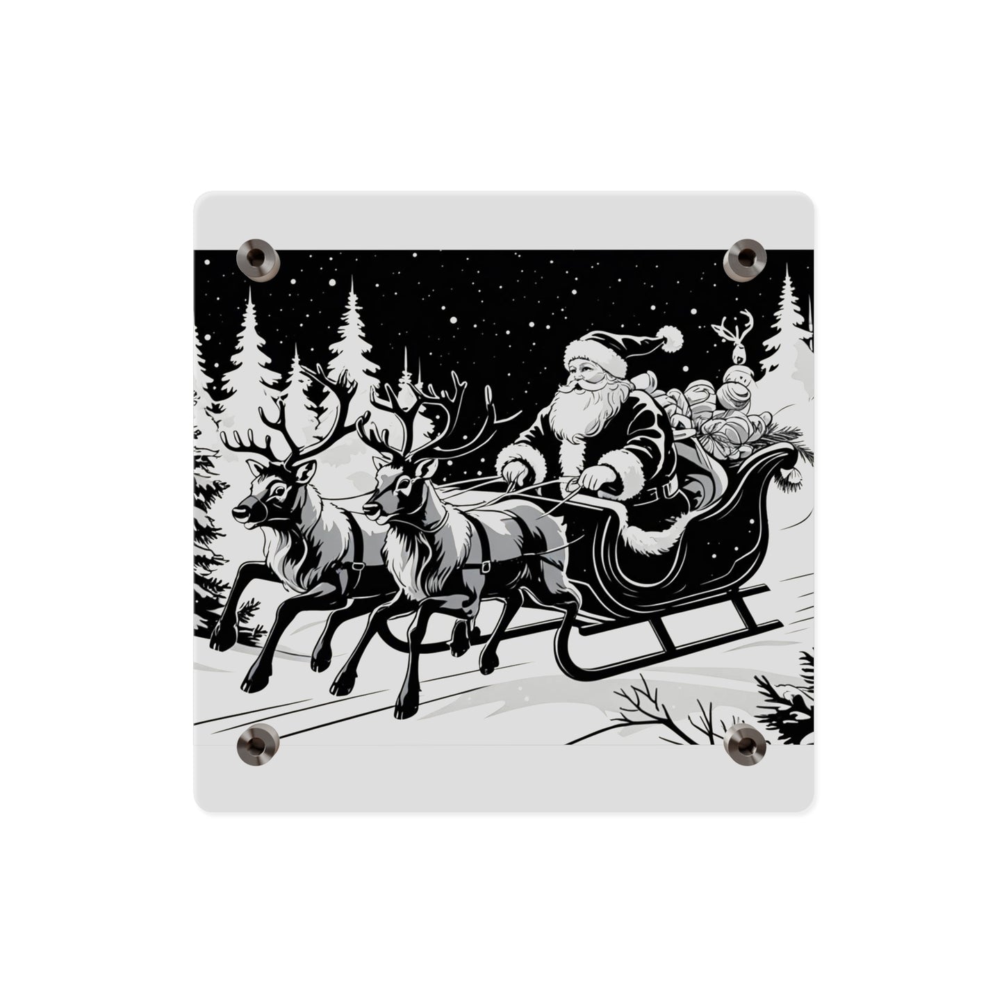 Santa's Sleigh Night Sky - Acrylic Wall Art Panel
