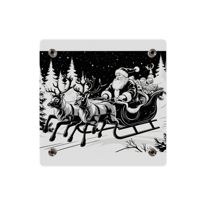 Santa's Sleigh Night Sky - Acrylic Wall Art Panel