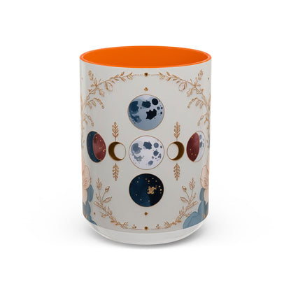 Celestial Floral Accent Coffee Mug- Mystic Moon Decor Drink-ware