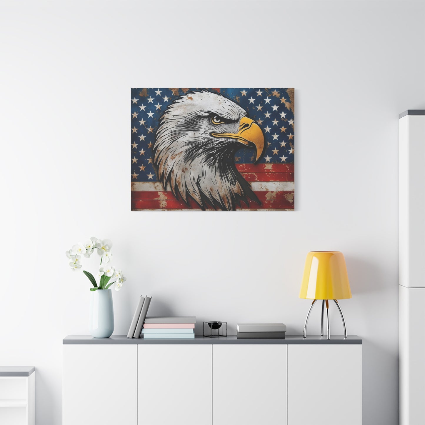 Tablou pe pânză Weathered Glory – Decor rustic de perete cu vultur pleșuv și stele