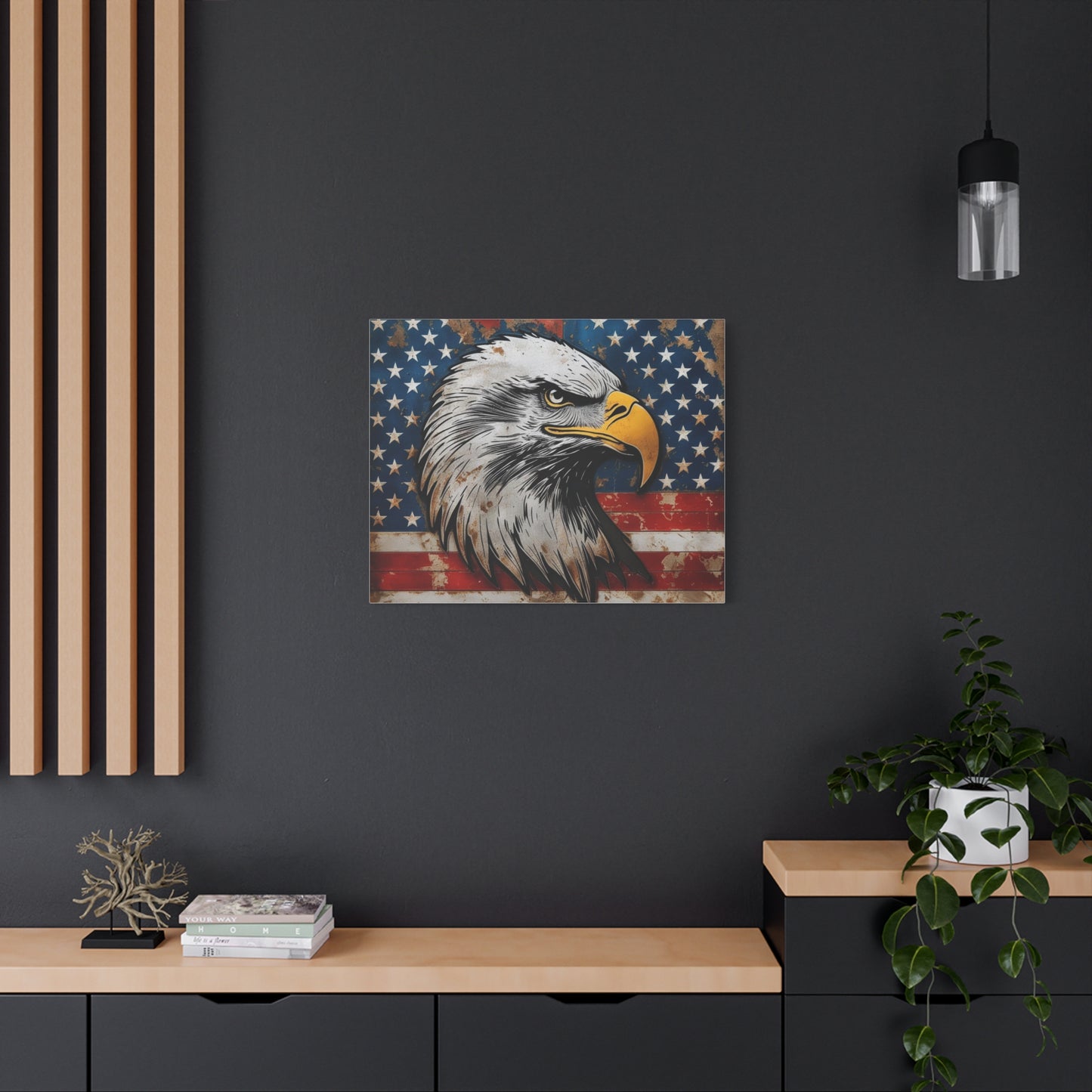 Tablou pe pânză Weathered Glory – Decor rustic de perete cu vultur pleșuv și stele
