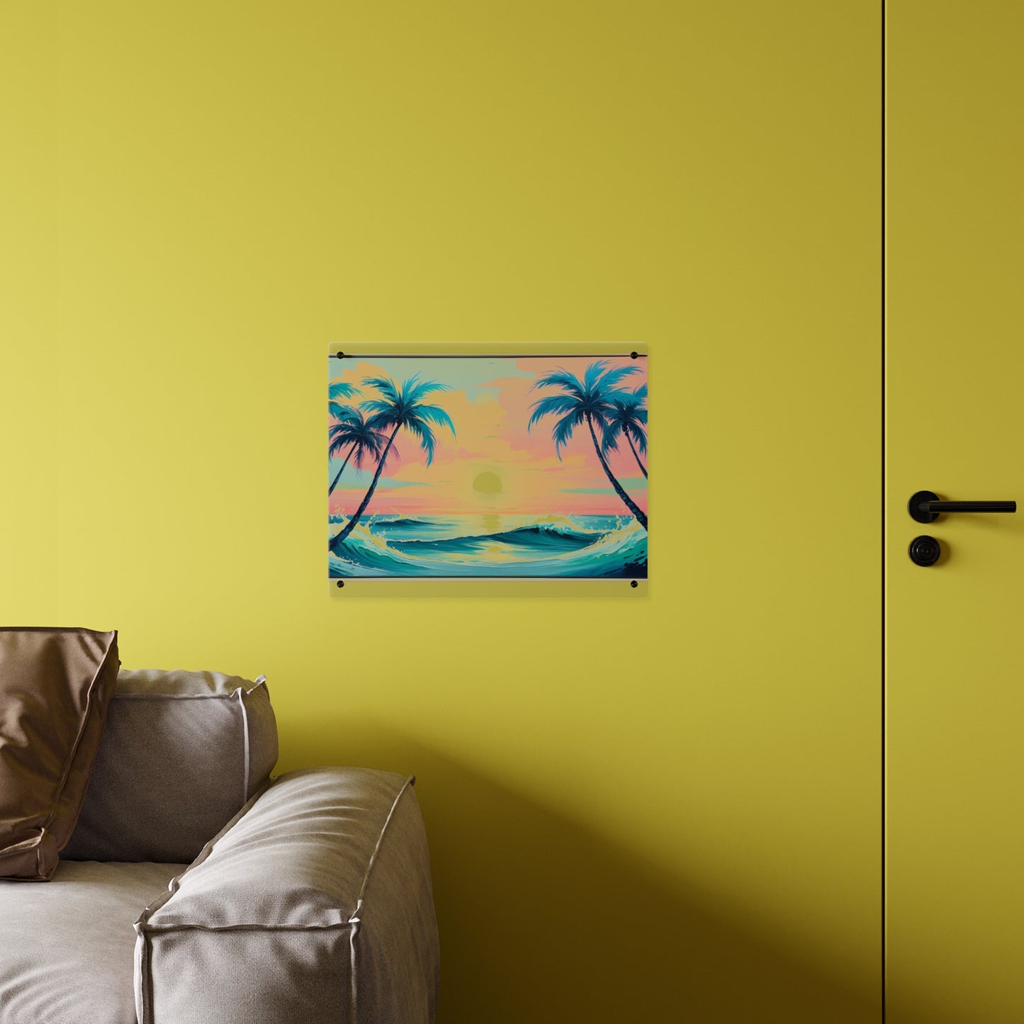 Palm Wave Paradise – Beach Sunset Acrylic Wall Panel
