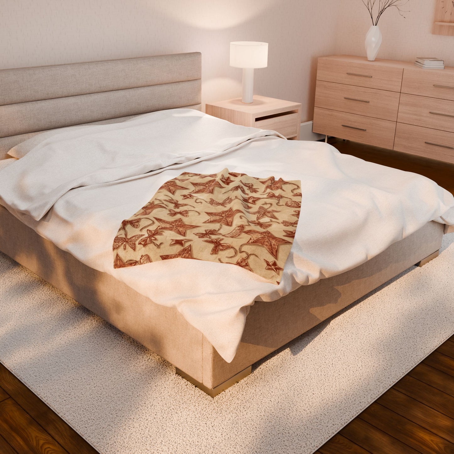Cozy Star Embroidered Velveteen Plush Blanket