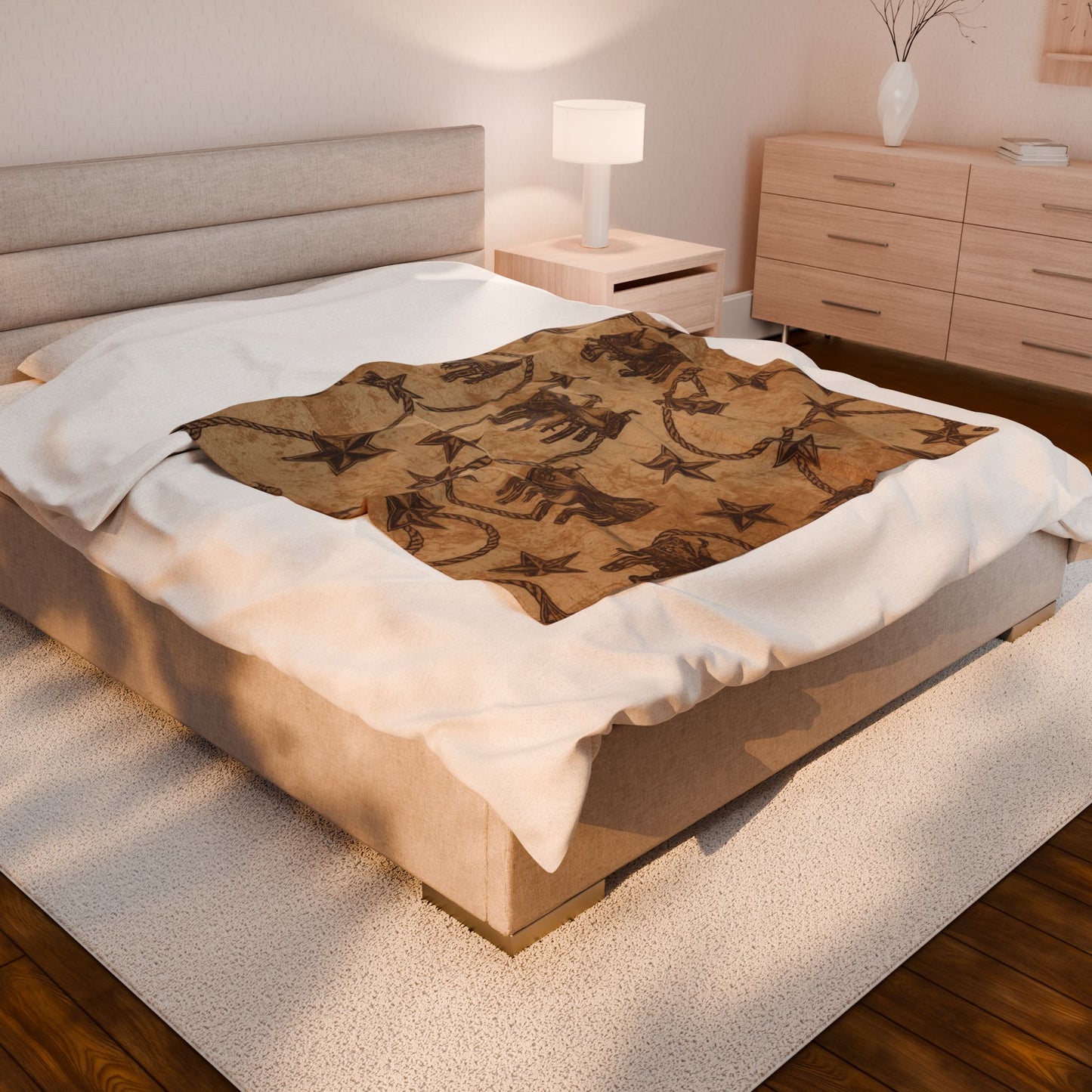 Cozy Western-Themed Velveteen Plush Blanket