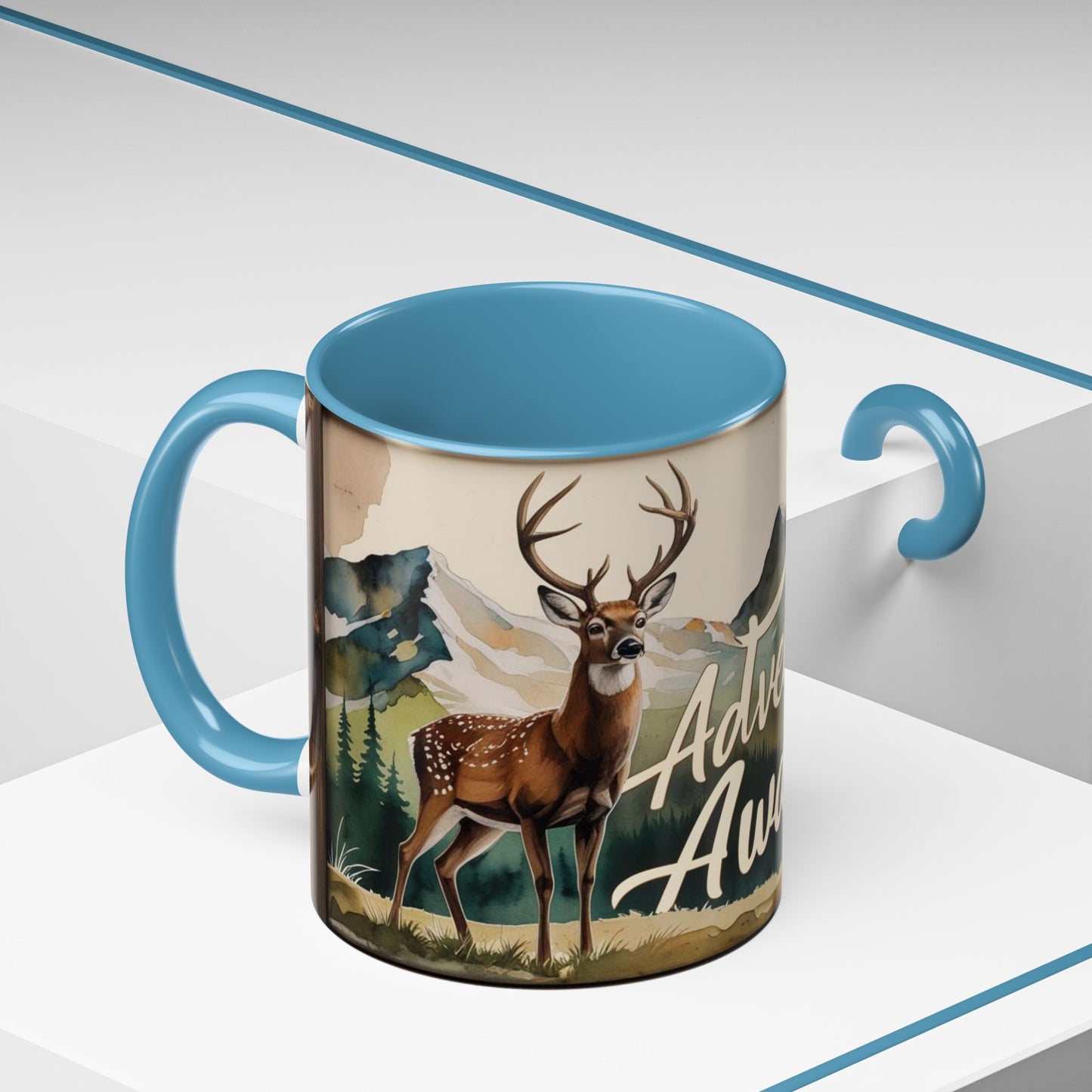 Adventure Awaits Accent Coffee Mug - Nature Lover Travel Gift