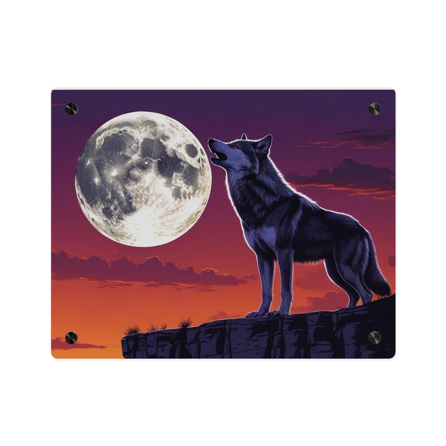 Moonlit Wolf Acrylic Wall Art Panels