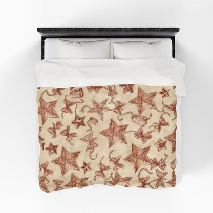 Cozy Star Embroidered Velveteen Plush Blanket