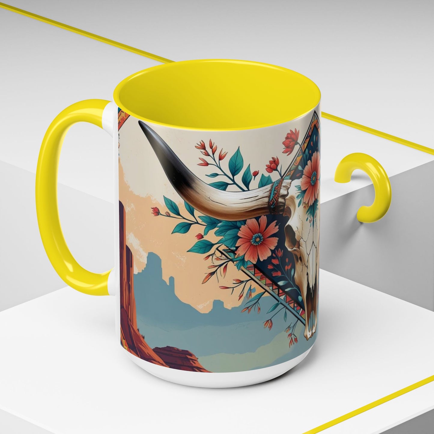 Bohemian Skull Coffee Mug, Unique Western Skull Gift