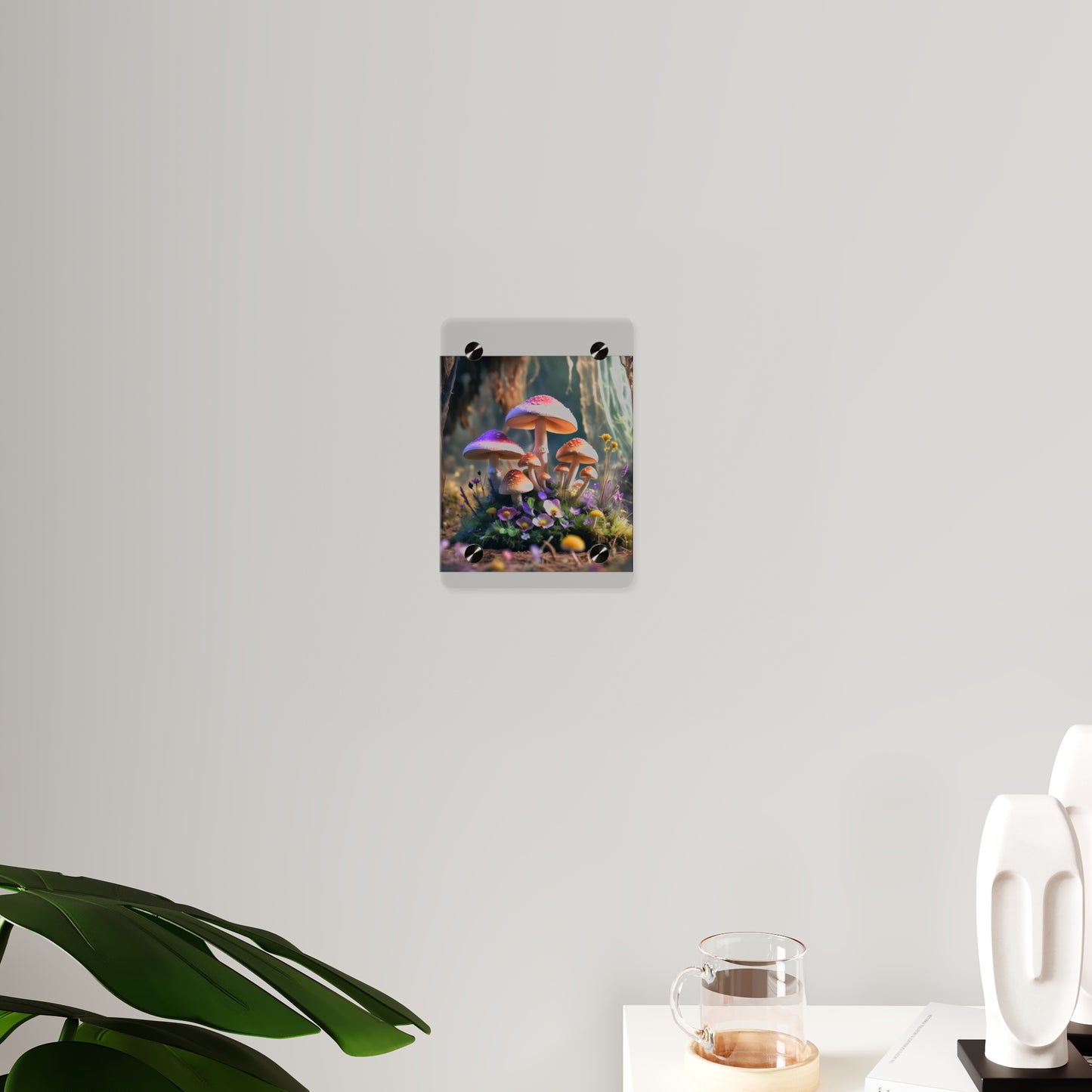 Zână de pădure cu ciuperci – Tablou acrilic rustic cu pădure