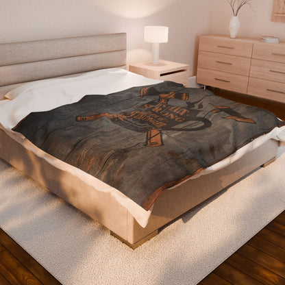 Rustic 'Built Strong' Cozy Velveteen Plush Blanket