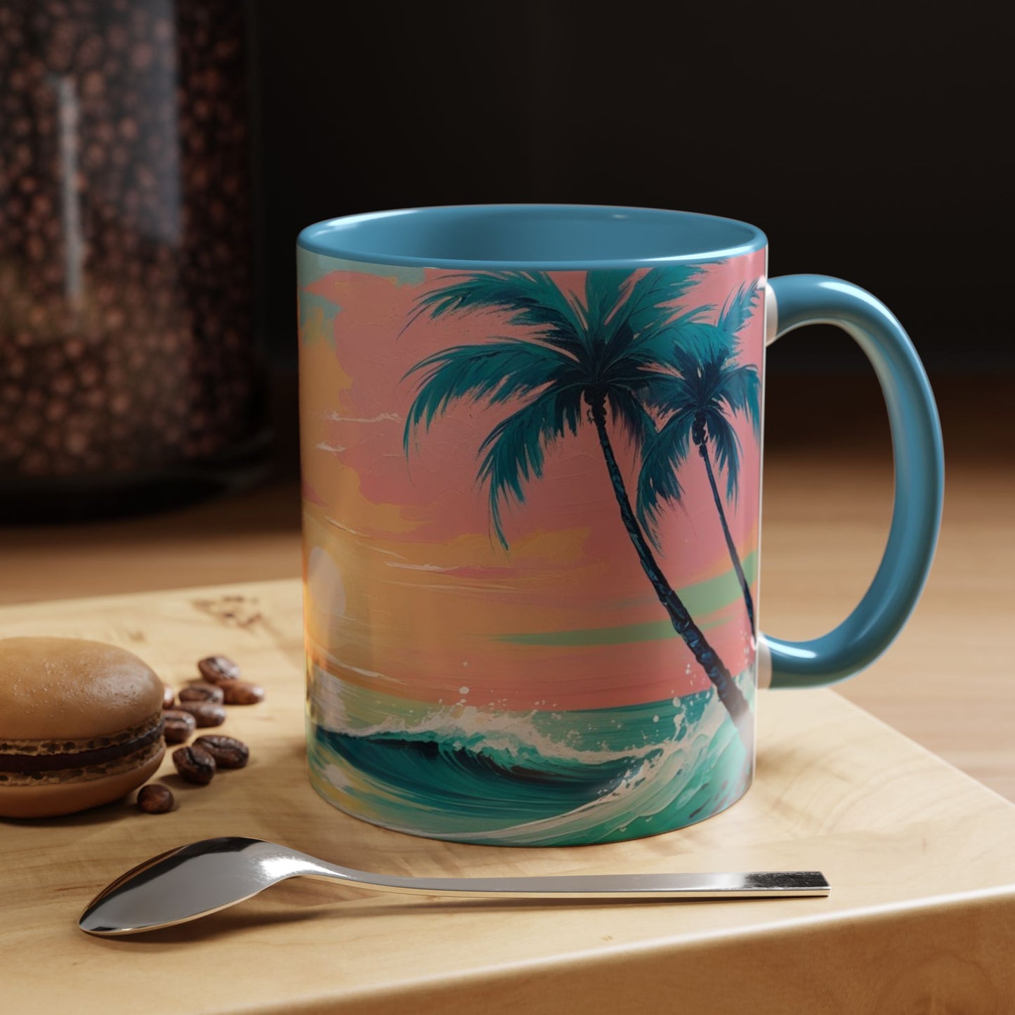 Coffee Mug, Tropical Sunset Beach Lover Gift, Vibrant Ceramic Ocean Theme Drinkware