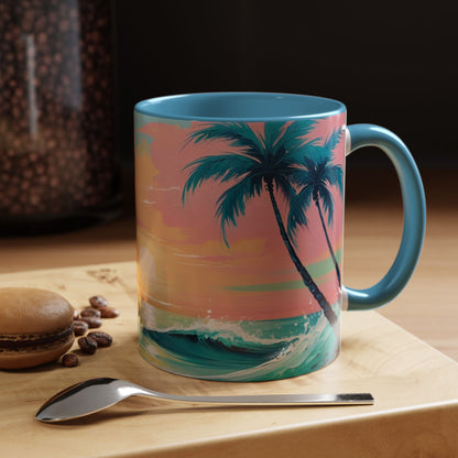 Coffee Mug, Tropical Sunset Beach Lover Gift, Vibrant Ceramic Ocean Theme Drinkware
