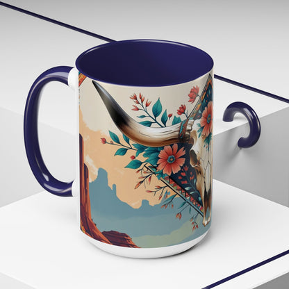 Bohemian Skull Coffee Mug, Unique Western Skull Gift