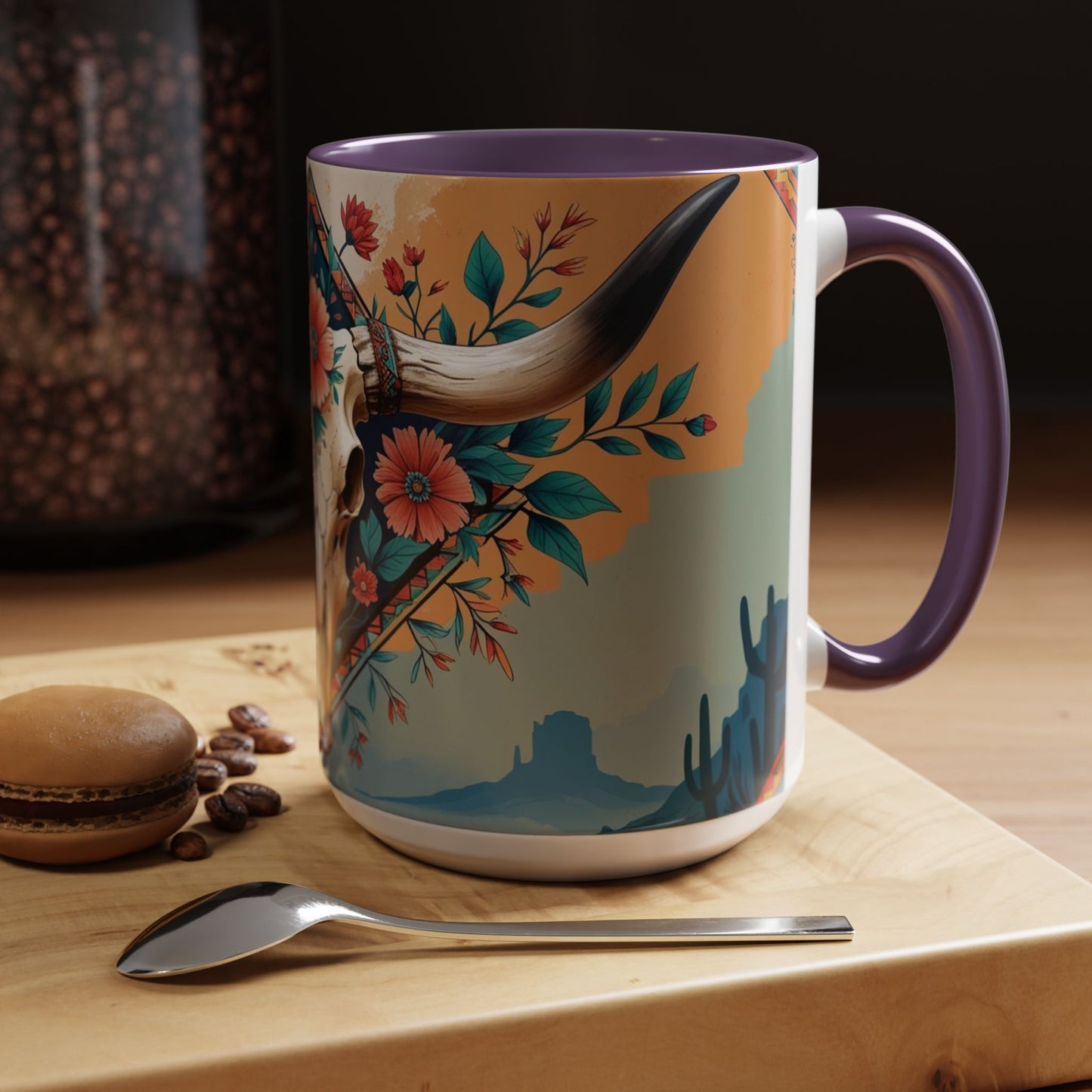 Bohemian Skull Coffee Mug, Unique Western Skull Gift