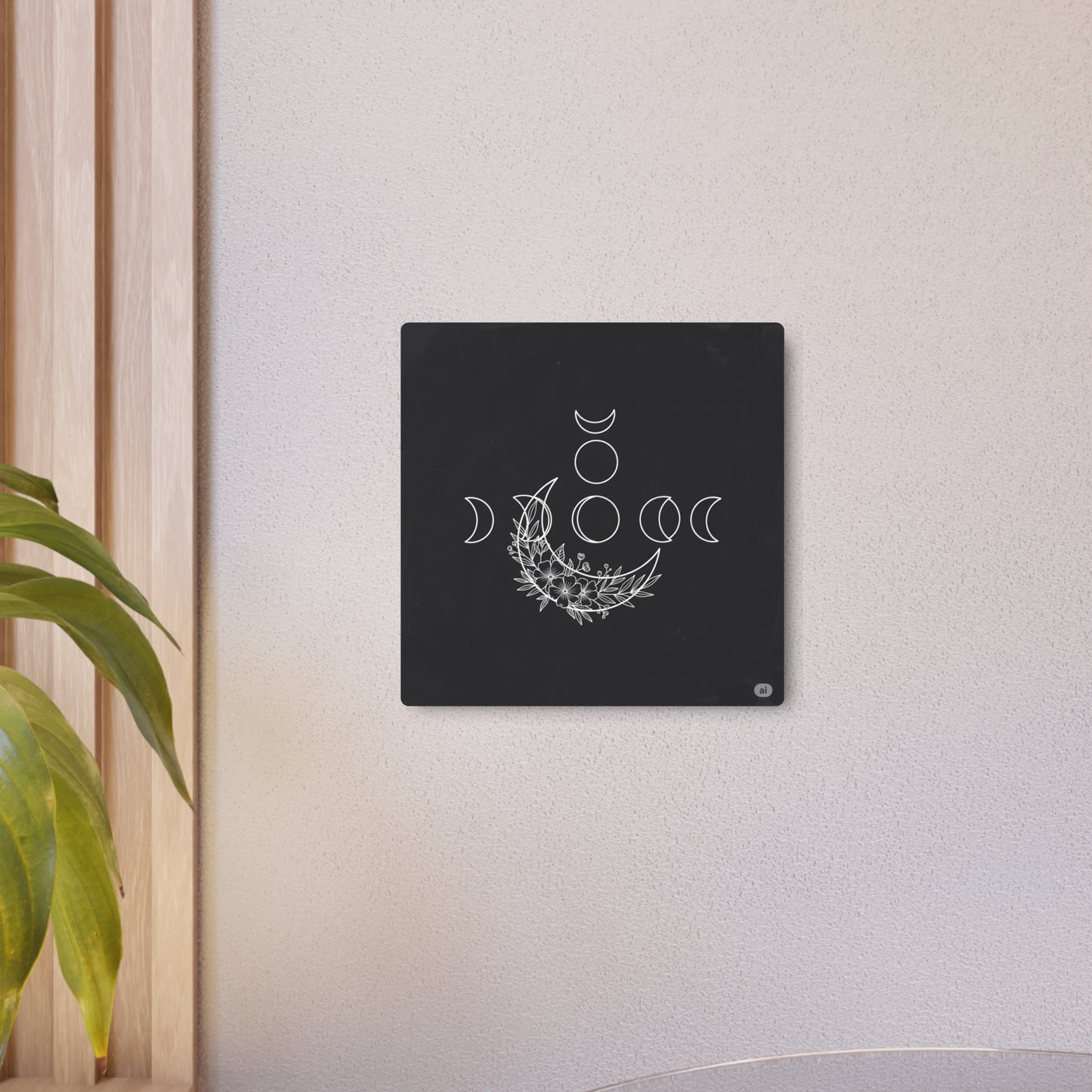 Botanical Moon Phase Wall Art – Metal Boho Accent Piece