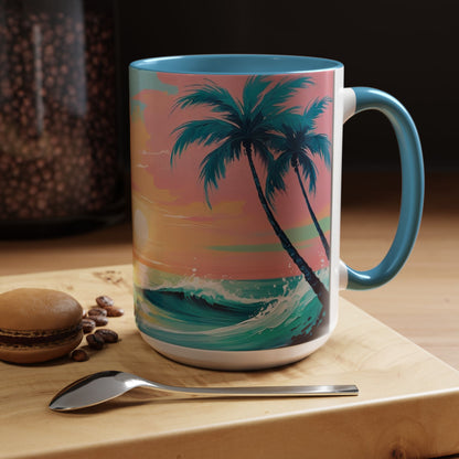 Coffee Mug, Tropical Sunset Beach Lover Gift, Vibrant Ceramic Ocean Theme Drinkware