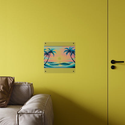 Palm Wave Paradise – Beach Sunset Acrylic Wall Panel