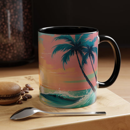 Coffee Mug, Tropical Sunset Beach Lover Gift, Vibrant Ceramic Ocean Theme Drinkware