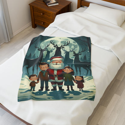 Cozy Family Christmas Velveteen Plush Blanket