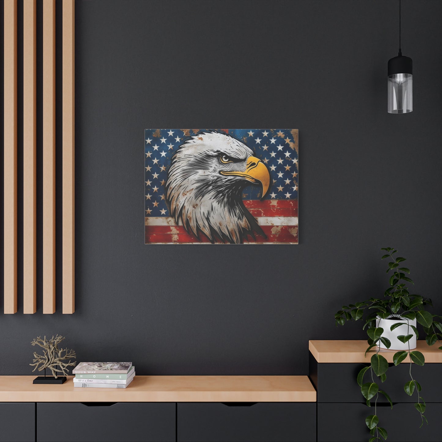 Tablou pe pânză Weathered Glory – Decor rustic de perete cu vultur pleșuv și stele
