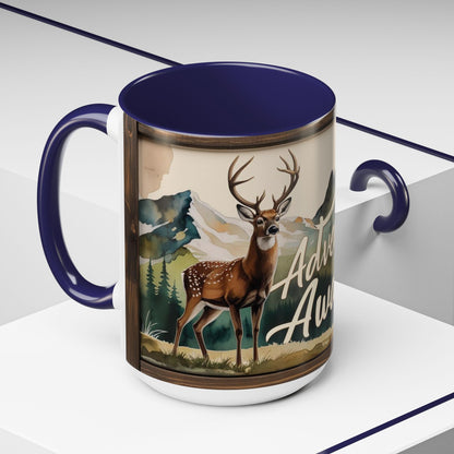 Adventure Awaits Accent Coffee Mug - Nature Lover Travel Gift