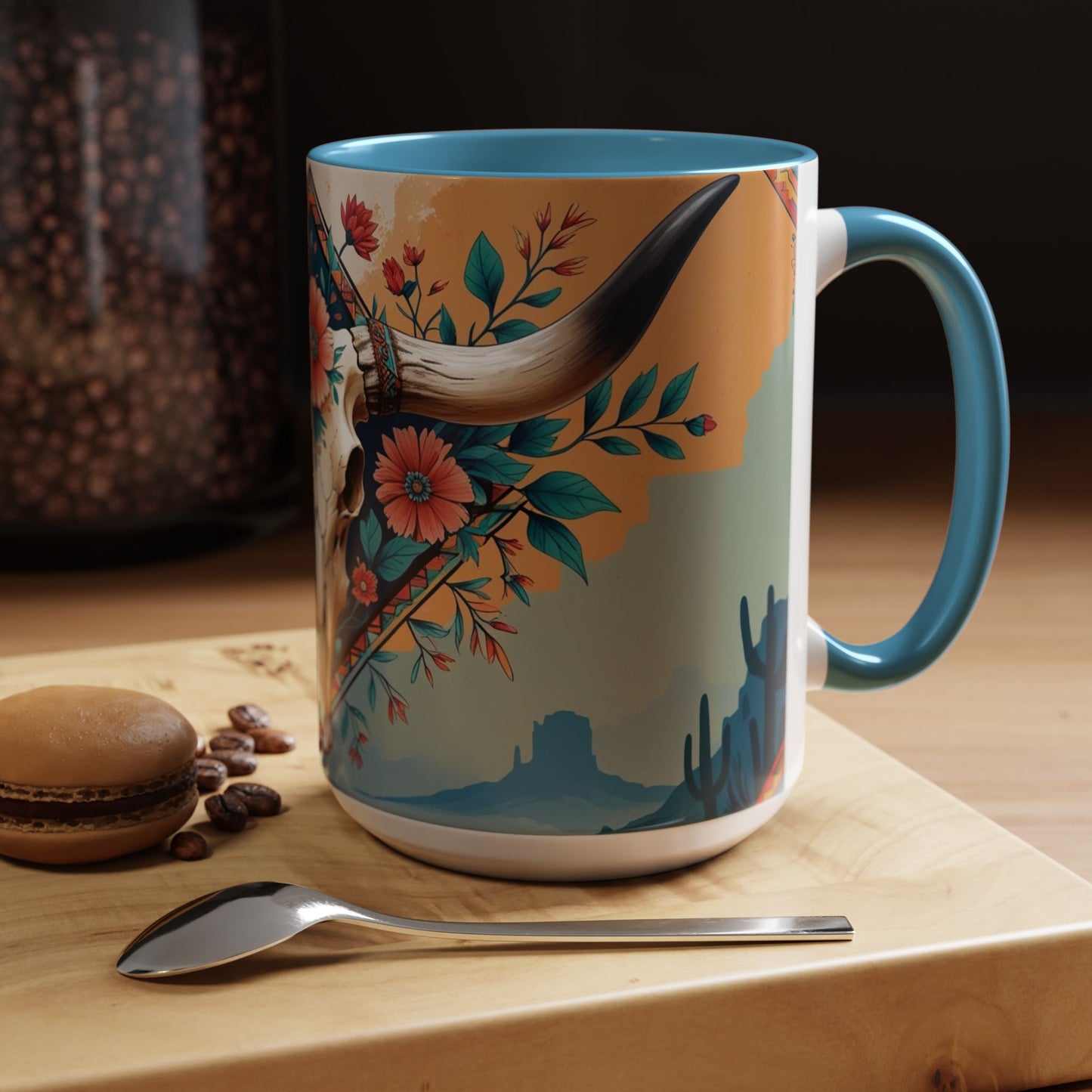 Bohemian Skull Coffee Mug, Unique Western Skull Gift