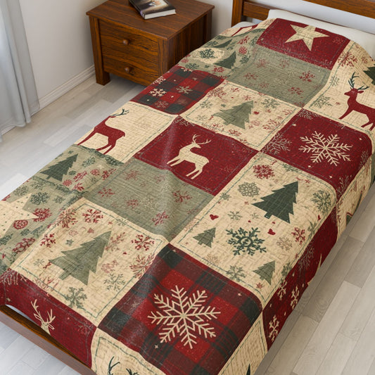 Cozy Holiday Velveteen Plush Blanket