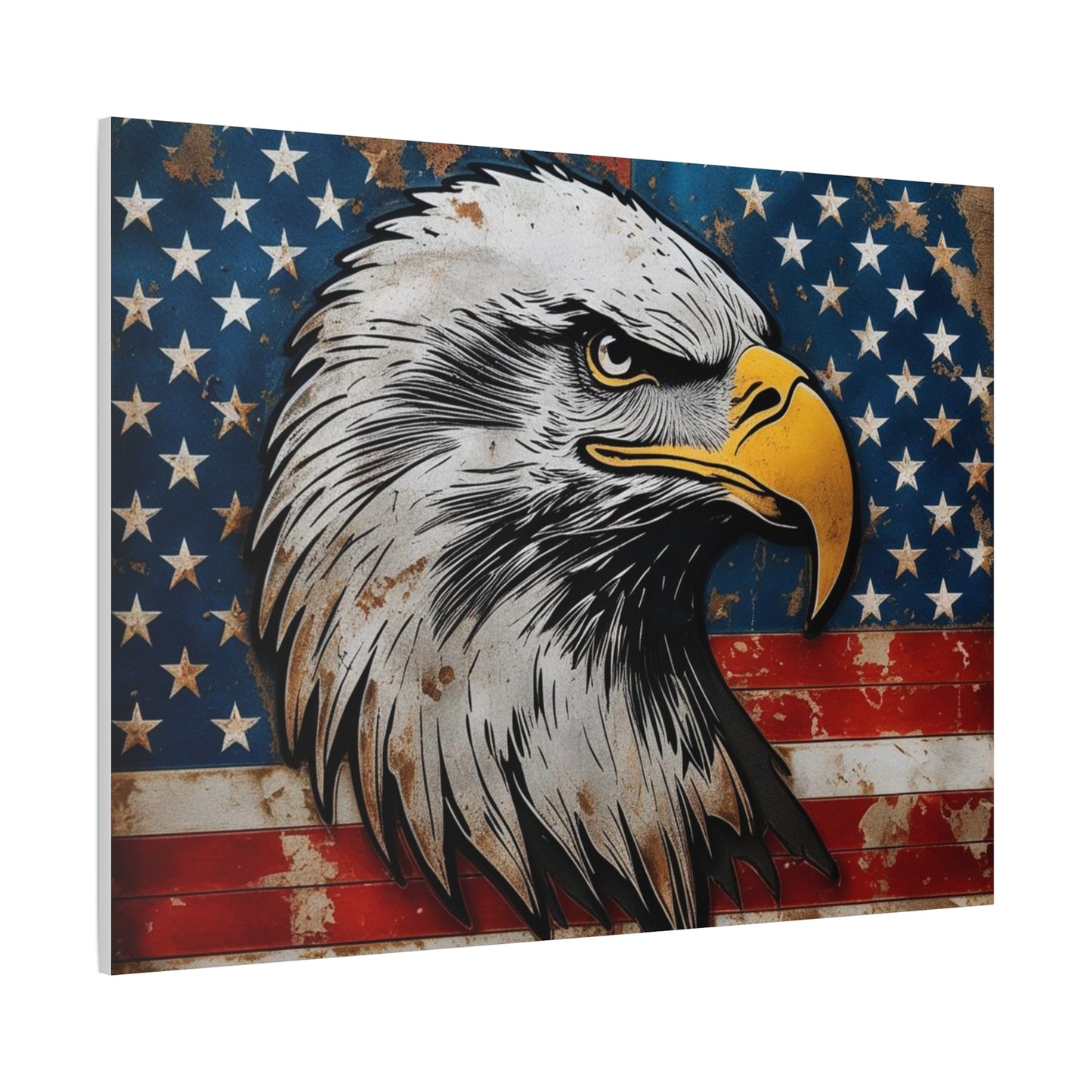 Tablou pe pânză Weathered Glory – Decor rustic de perete cu vultur pleșuv și stele