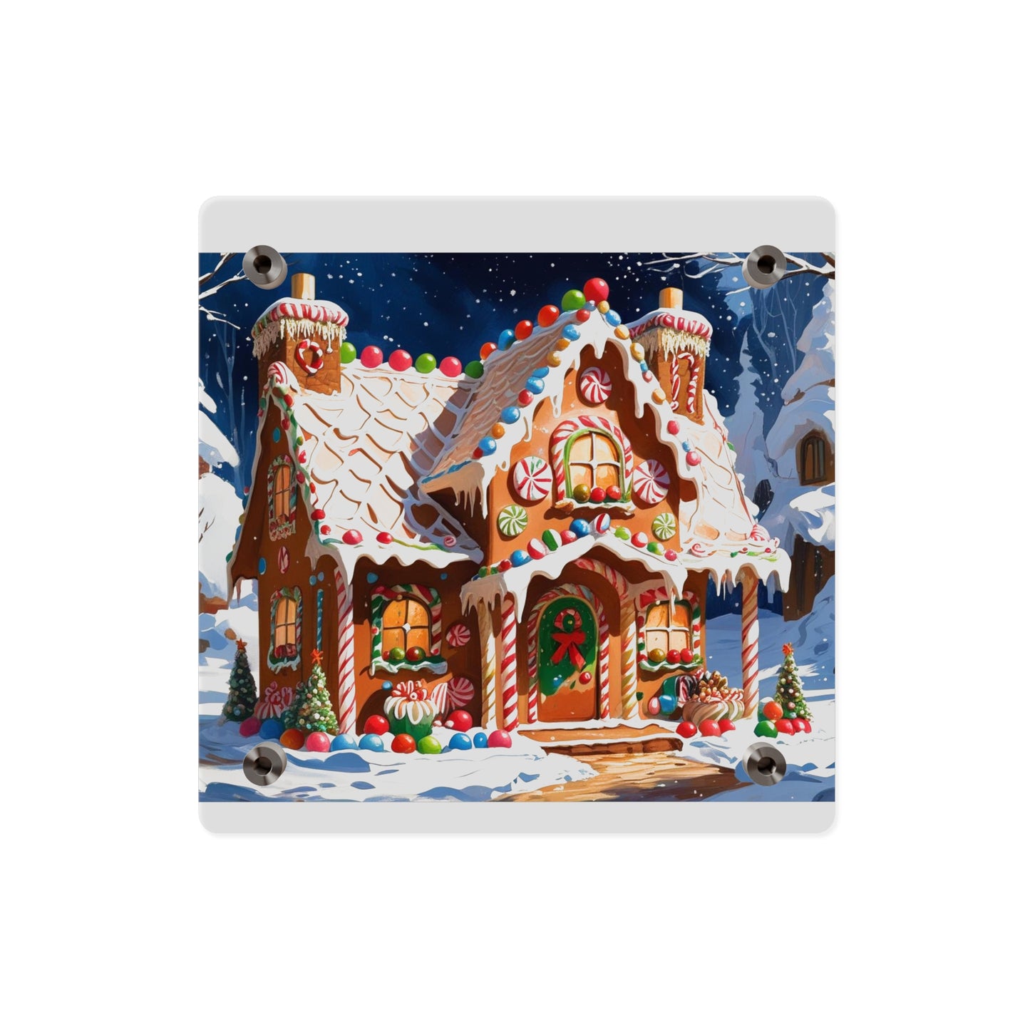 Festive Gingerbread House Acrylic Wall Art – Christmas Holiday Décor