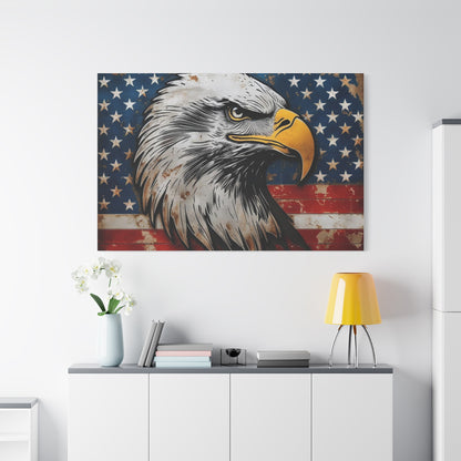 Tablou pe pânză Weathered Glory – Decor rustic de perete cu vultur pleșuv și stele