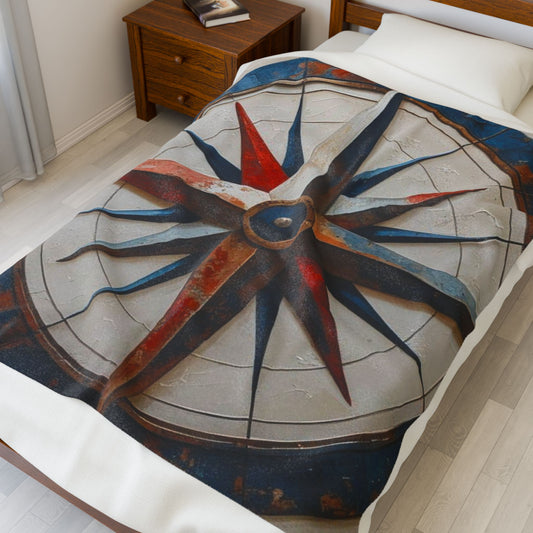 Nautical Compass Plush Blanket