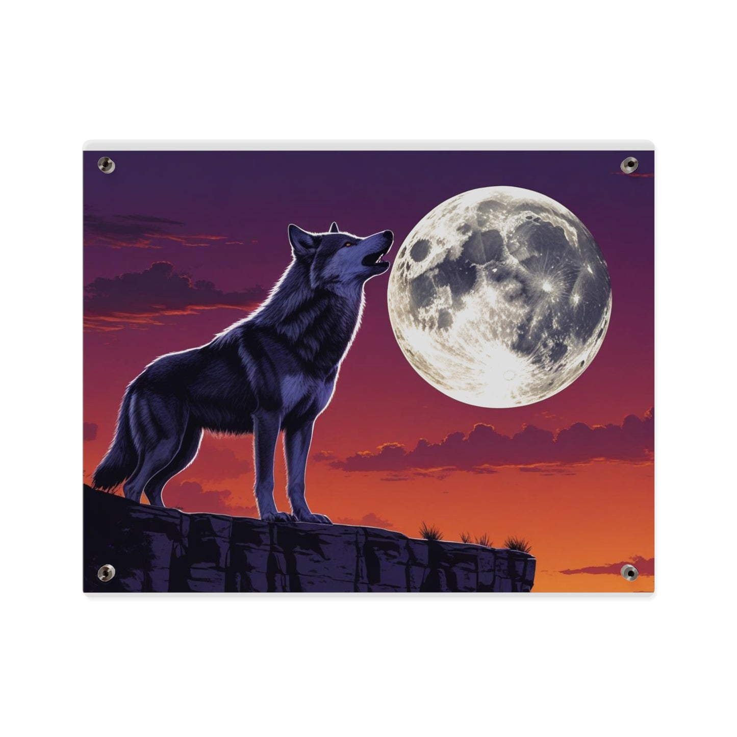 Moonlit Wolf Acrylic Wall Art Panels