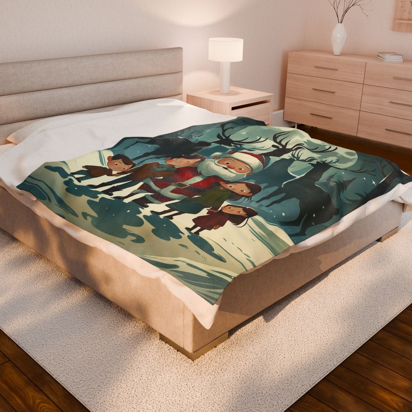 Cozy Family Christmas Velveteen Plush Blanket