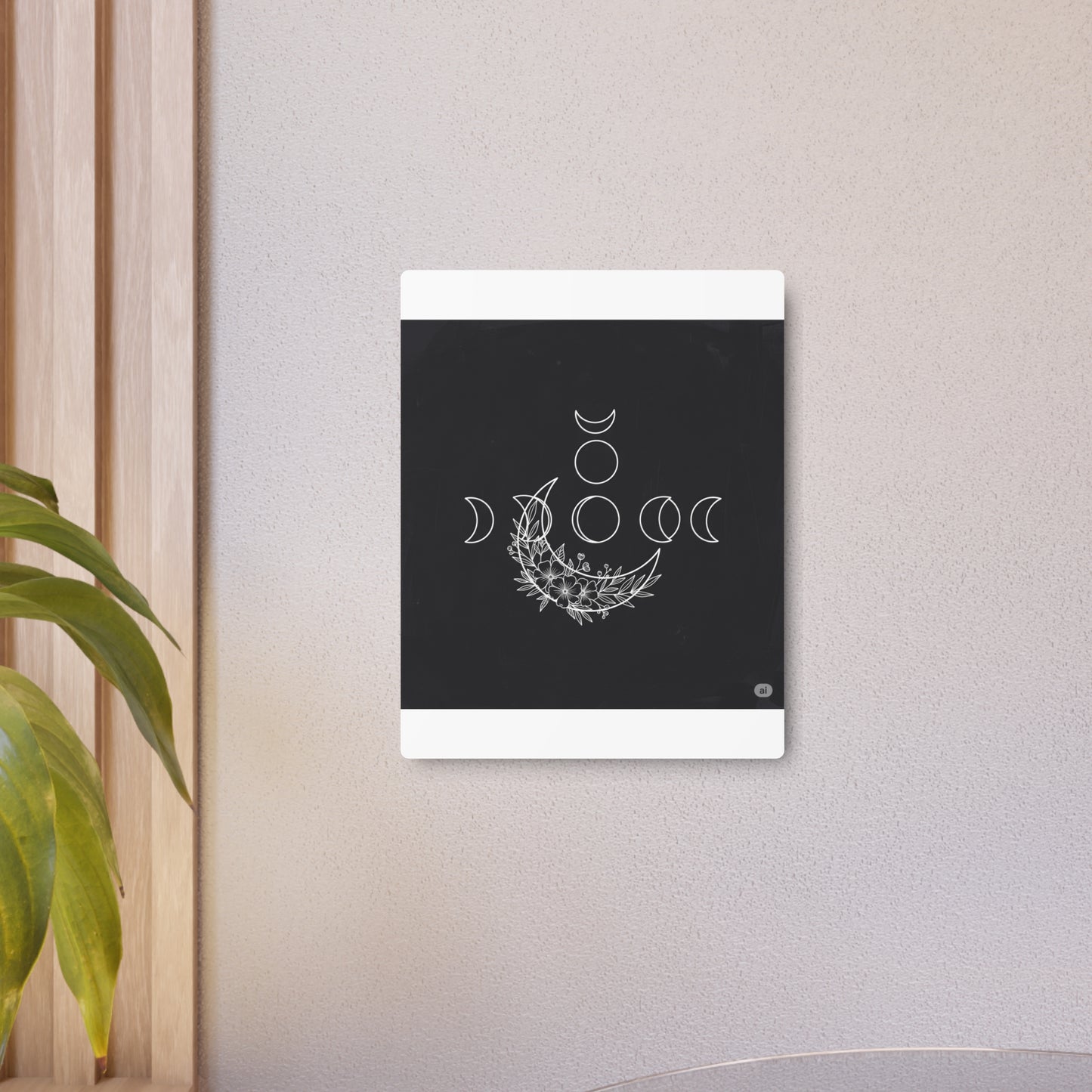 Botanical Moon Phase Wall Art – Metal Boho Accent Piece