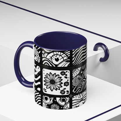 Black and White Floral Accent Coffee Mug