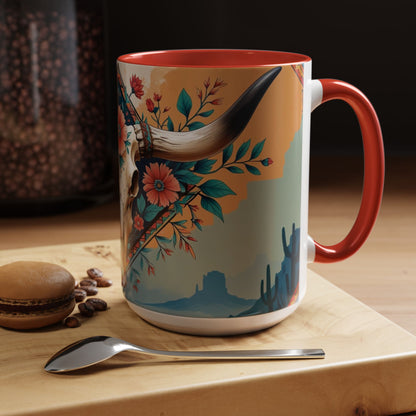 Bohemian Skull Coffee Mug, Unique Western Skull Gift