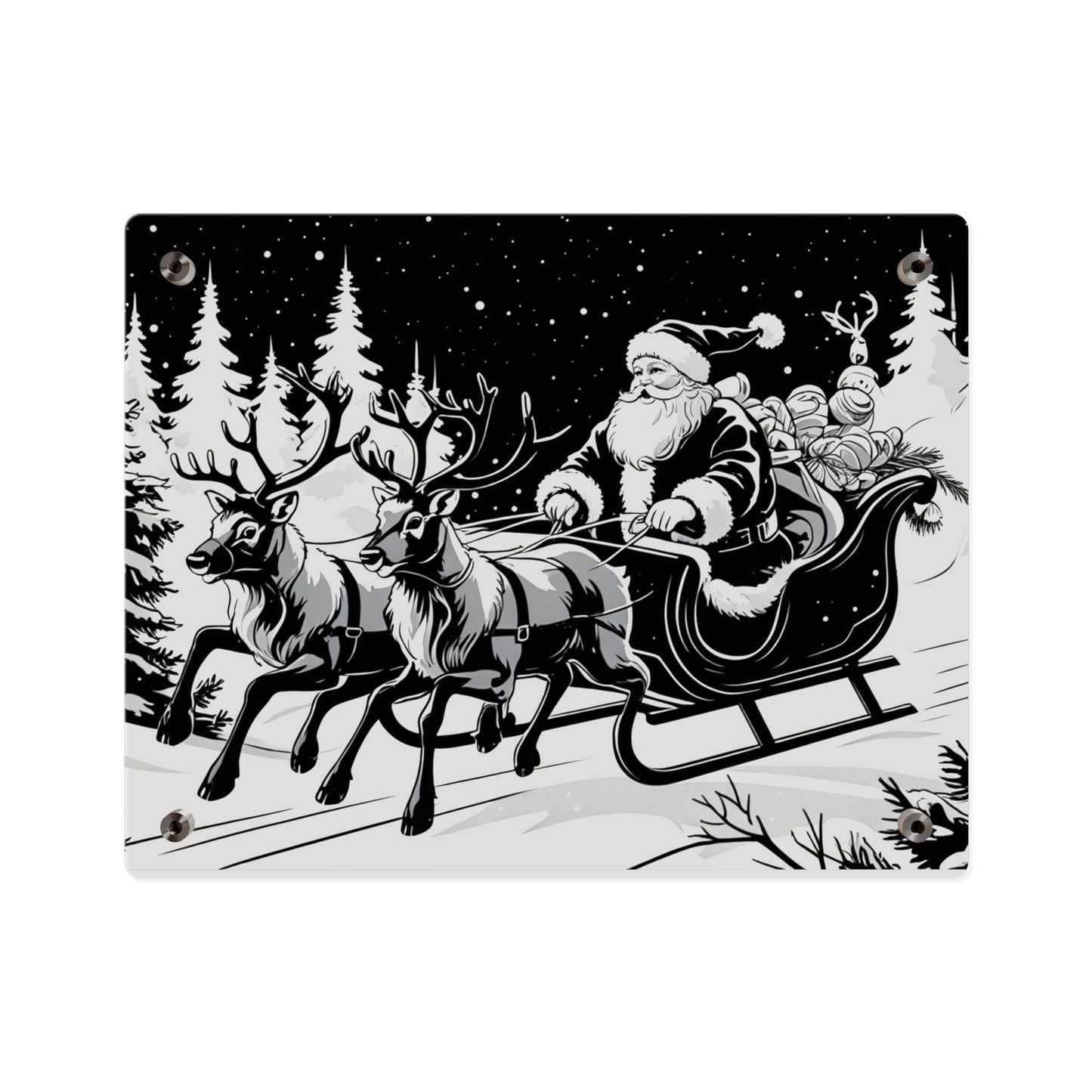 Santa's Sleigh Night Sky - Acrylic Wall Art Panel