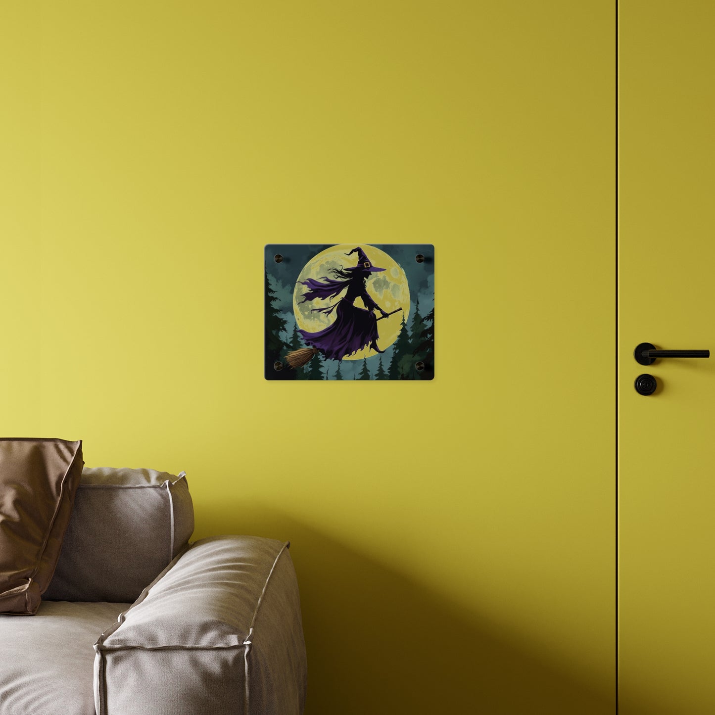 Acrylic Wall Art Panels - Witch and Moon Decor, Perfect for Halloween
