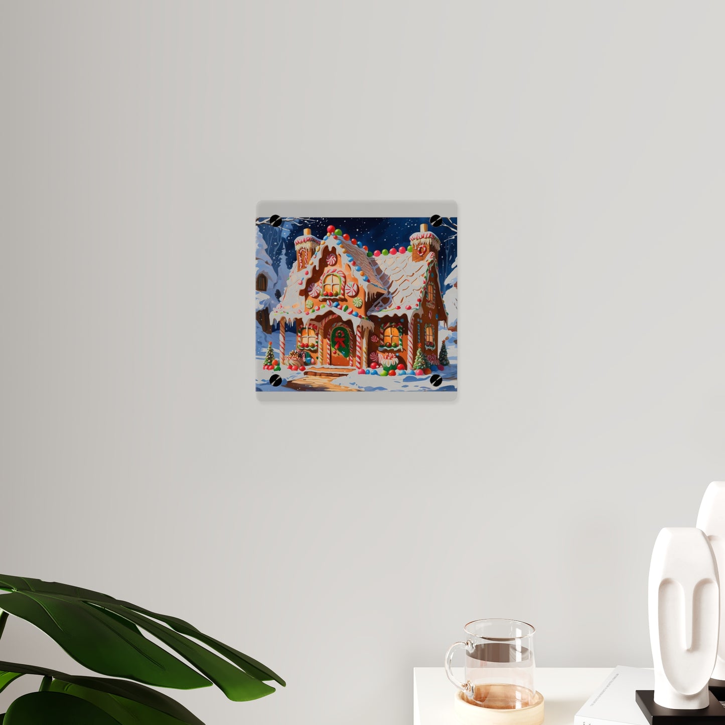 Festive Gingerbread House Acrylic Wall Art – Christmas Holiday Décor