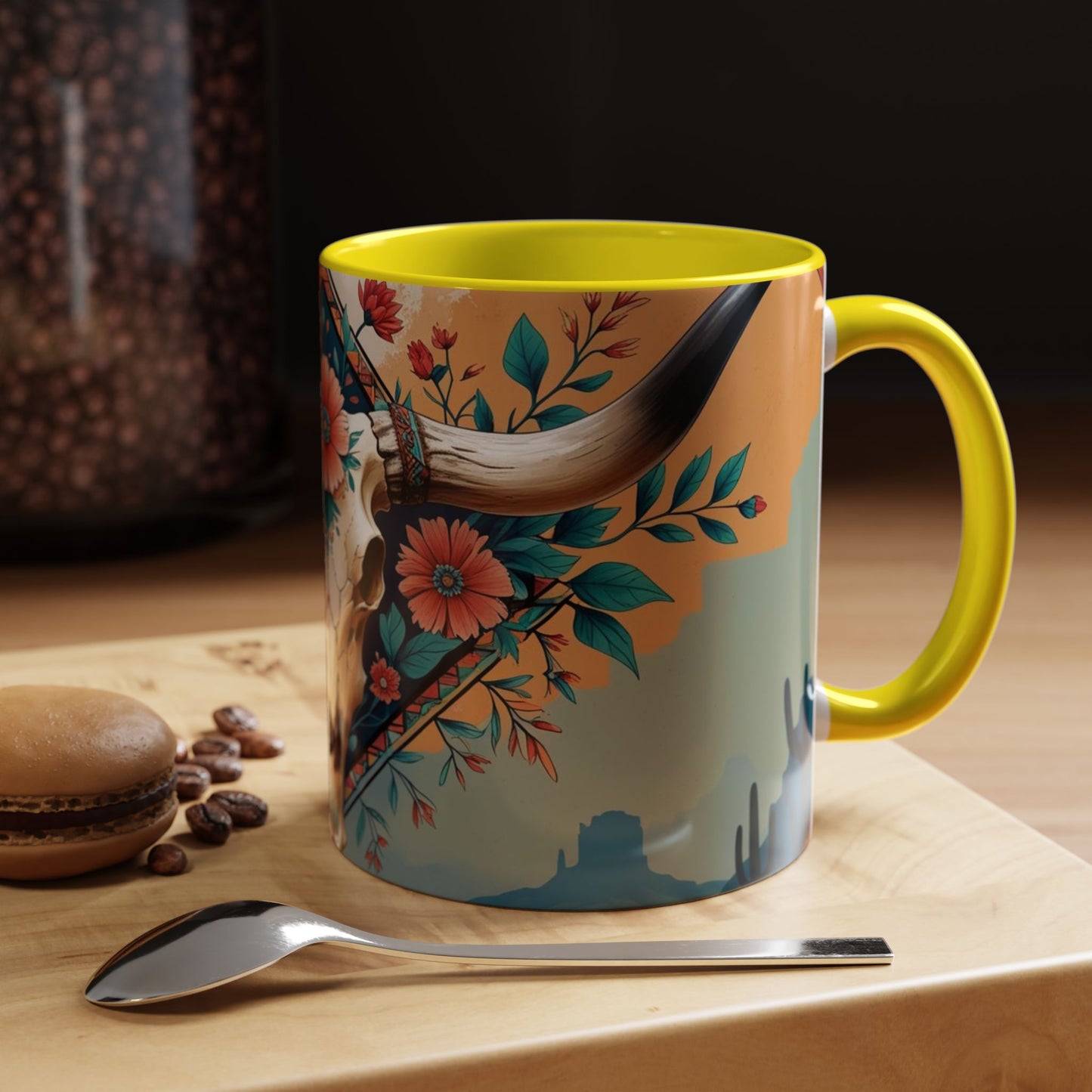 Bohemian Skull Coffee Mug, Unique Western Skull Gift