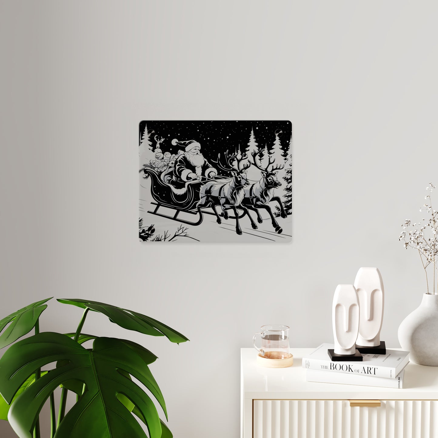 Santa's Sleigh Night Sky - Acrylic Wall Art Panel