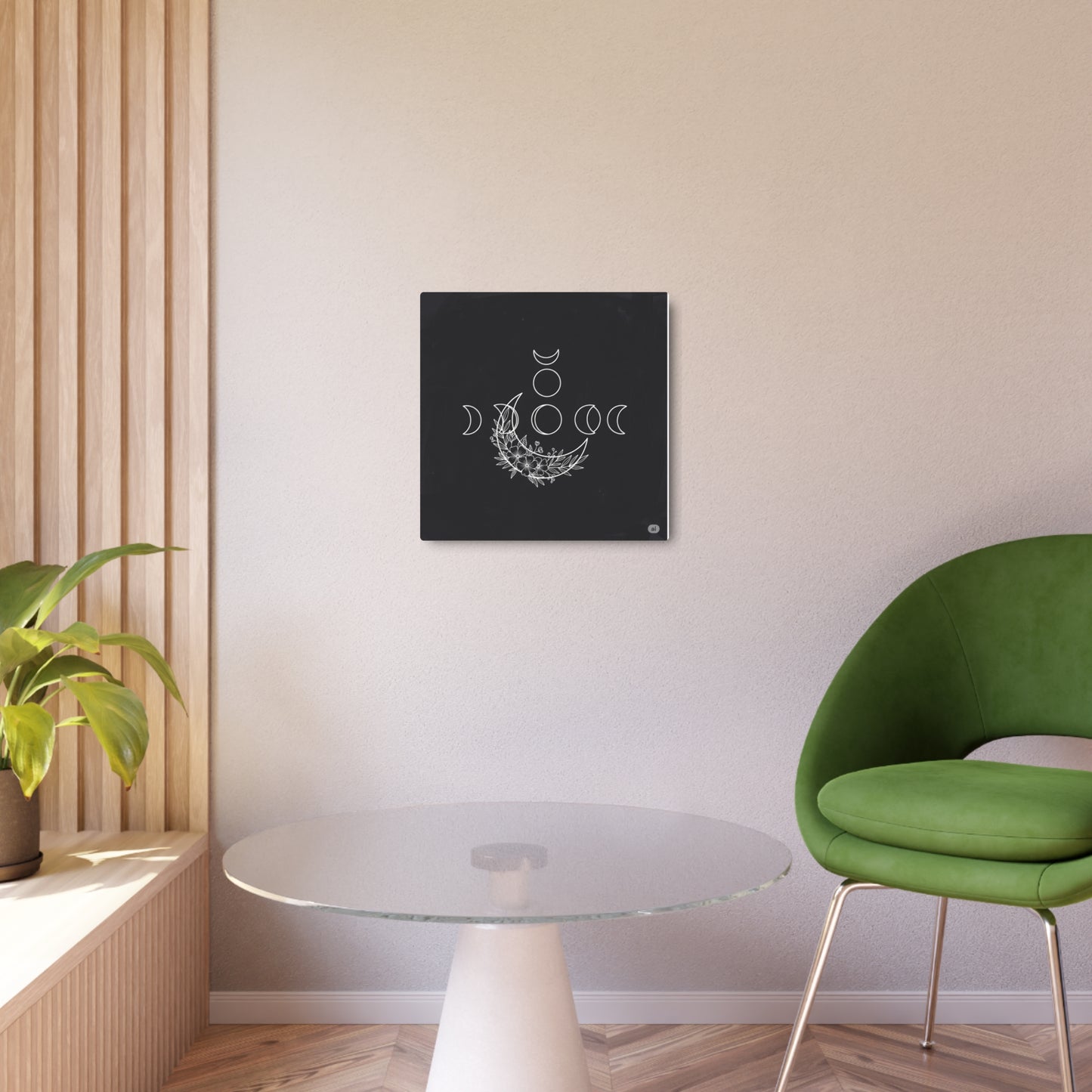 Botanical Moon Phase Wall Art – Metal Boho Accent Piece