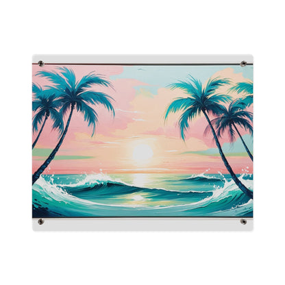 Palm Wave Paradise – Beach Sunset Acrylic Wall Panel