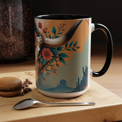 Bohemian Skull Coffee Mug, Unique Western Skull Gift