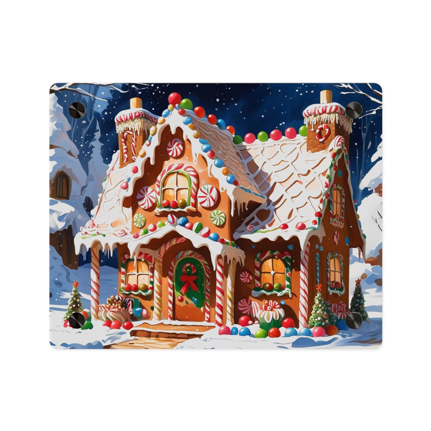 Festive Gingerbread House Acrylic Wall Art – Christmas Holiday Décor