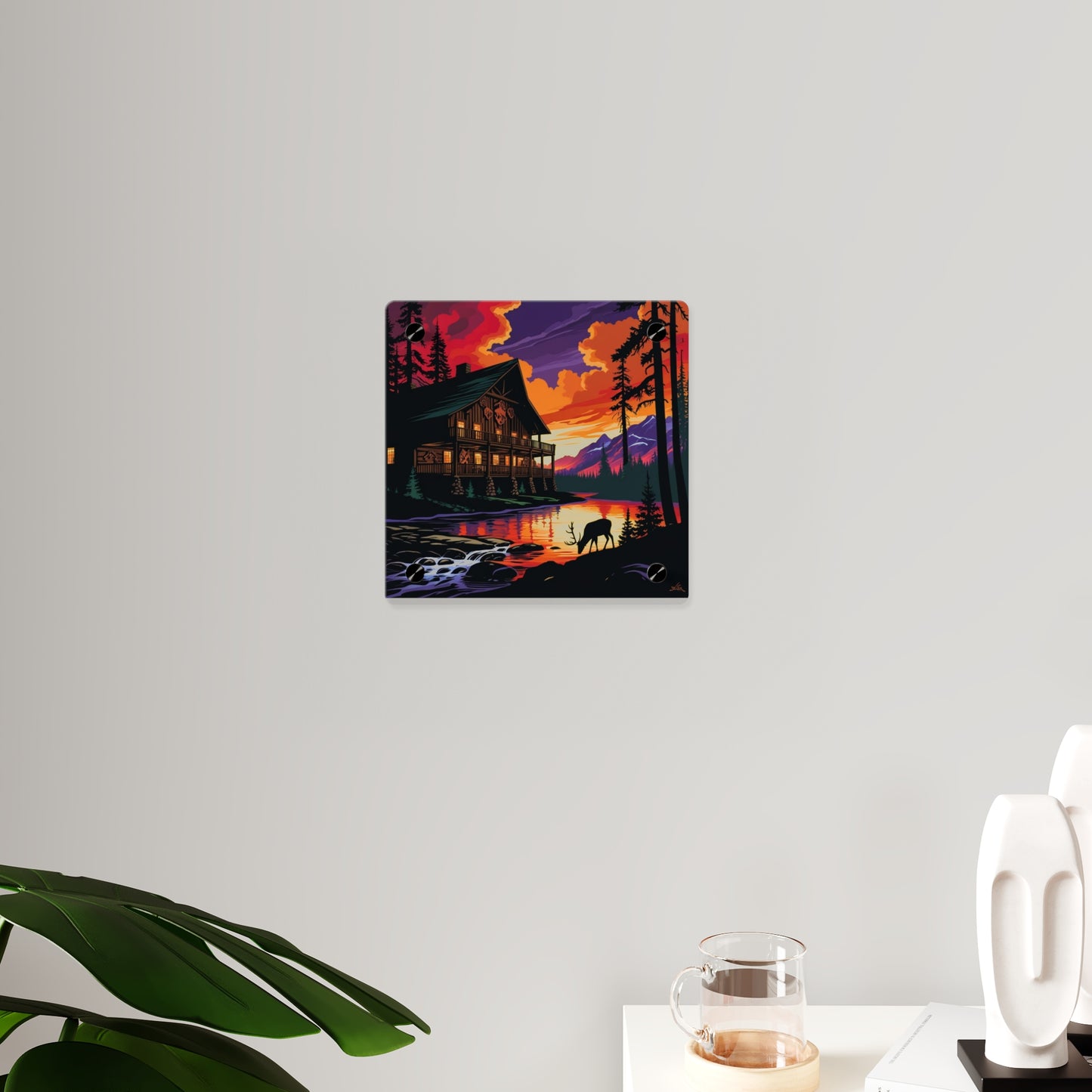 Cabin by the Stream – Acrylic Rustic Wall Art