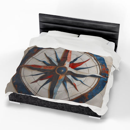 Nautical Compass Plush Blanket