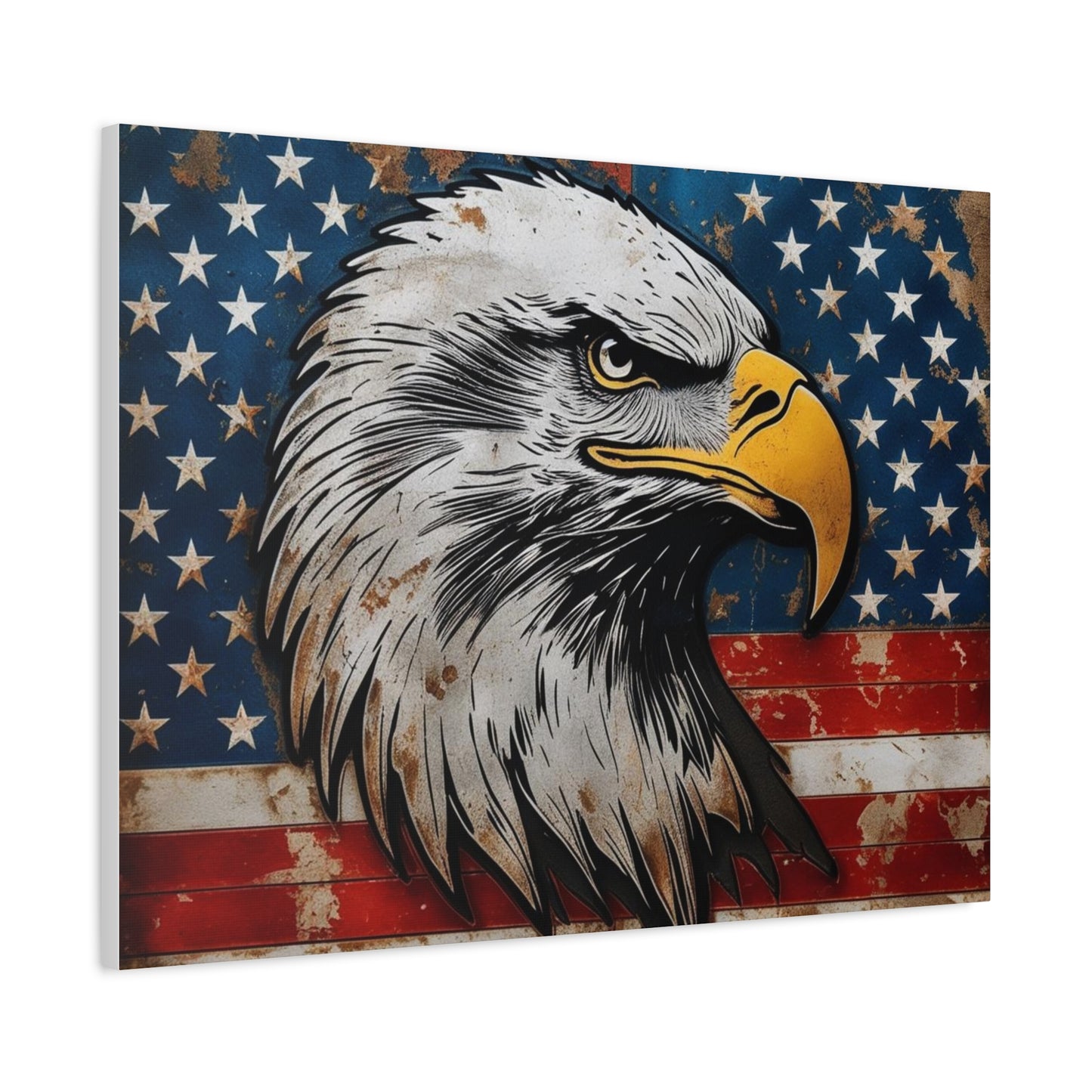 Tablou pe pânză Weathered Glory – Decor rustic de perete cu vultur pleșuv și stele