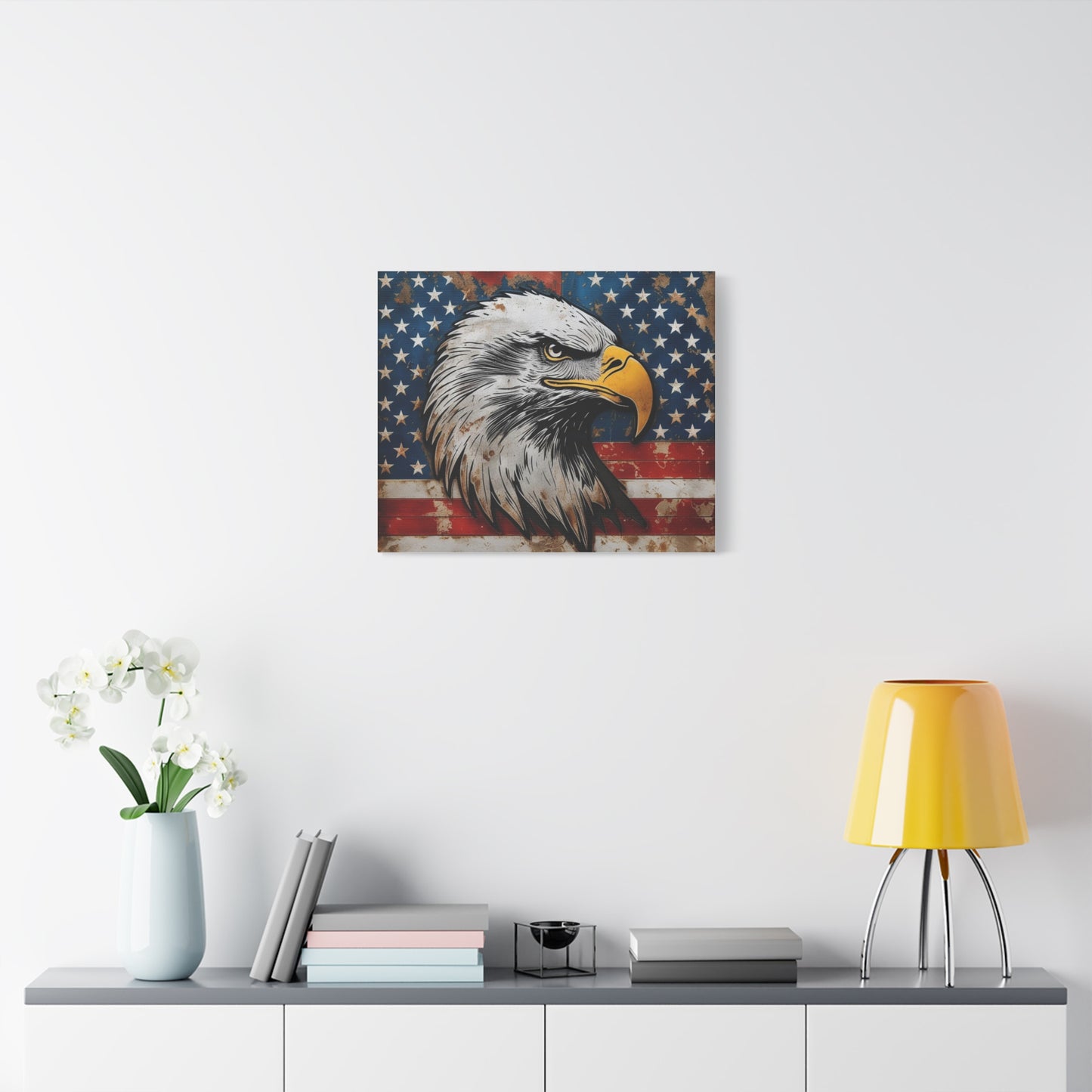 Tablou pe pânză Weathered Glory – Decor rustic de perete cu vultur pleșuv și stele