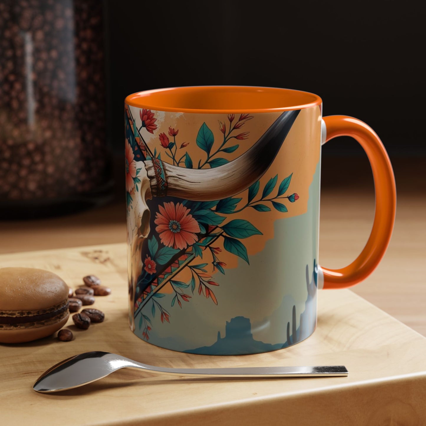 Bohemian Skull Coffee Mug, Unique Western Skull Gift